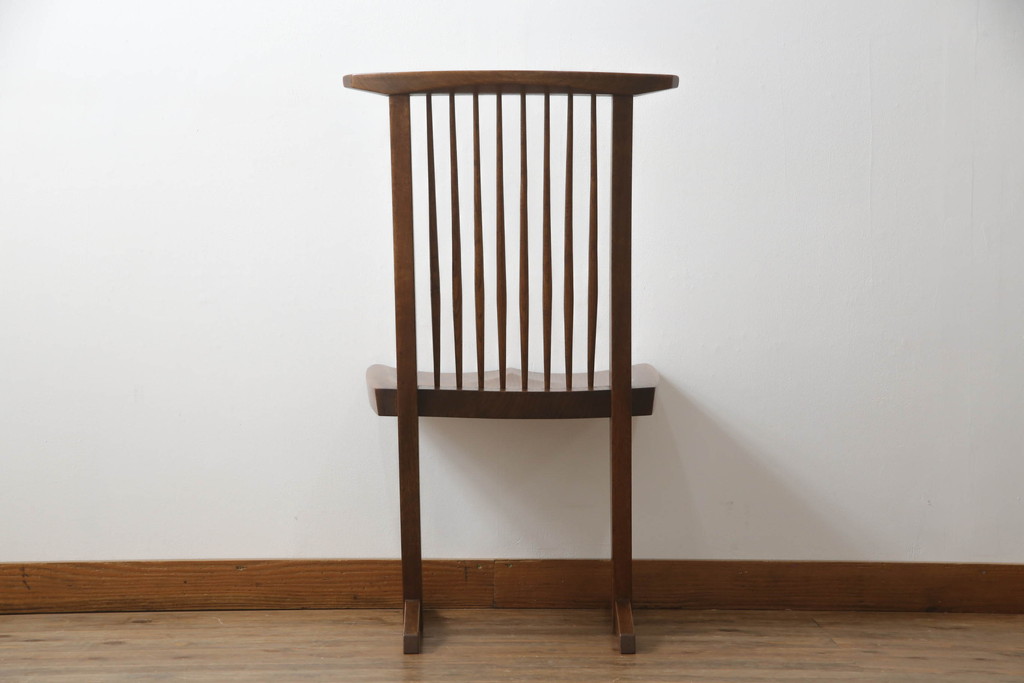 アメリカビンテージ　レア　ジョージナカシマ　刻印なしの年代もの!!　小田急ハルク購入　コノイドチェア(CONOID CHAIR)　CN101　スタイリッシュな佇まいのサイドチェア(板座チェア、ダイニングチェア、椅子、イス)(R-068123)