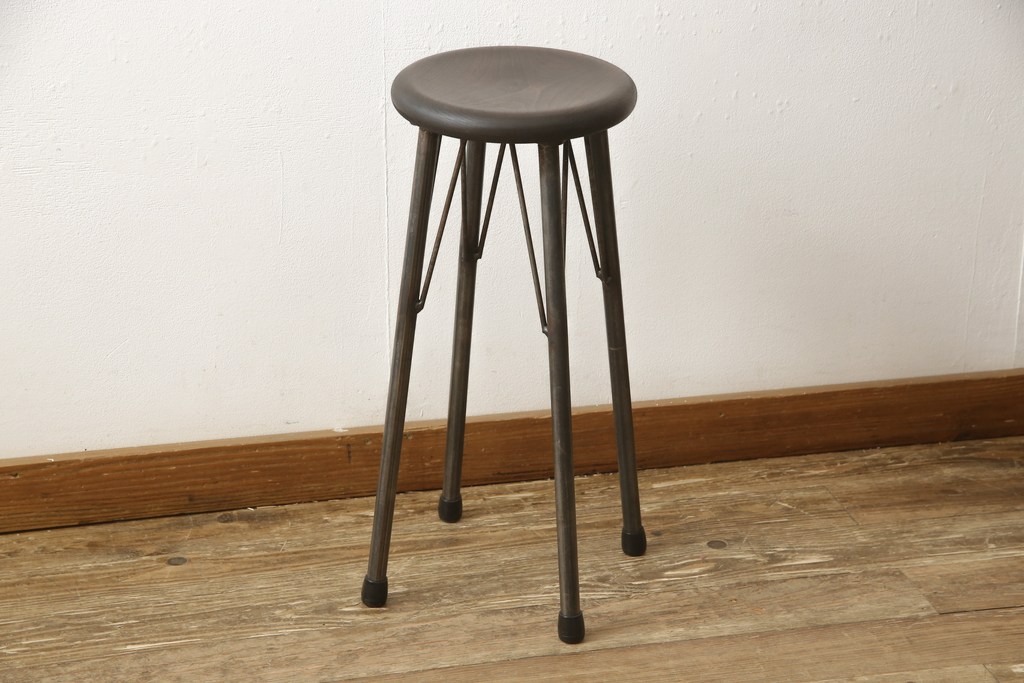 ラフジュ工房オリジナル　異素材の組み合わせがかっこいい雰囲気を醸し出すハイスツール(椅子、イス、板座チェア)(R-059367)