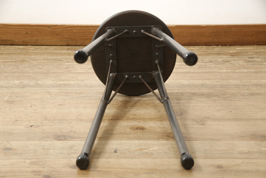 ラフジュ工房オリジナル　異素材の組み合わせがかっこいい雰囲気を醸し出すハイスツール(椅子、イス、板座チェア)(R-059370)