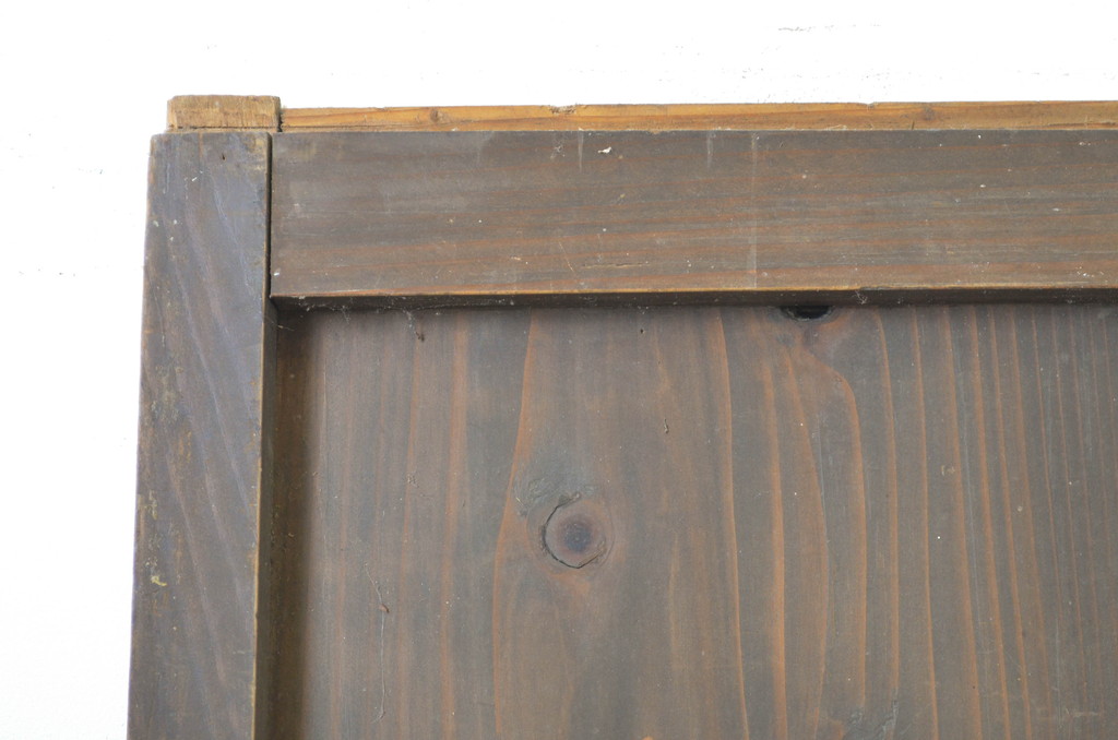 アンティーク建具　経年による風合いが魅力の横桟付き幅広板戸2枚セット(帯戸、引き戸)(R-064126)