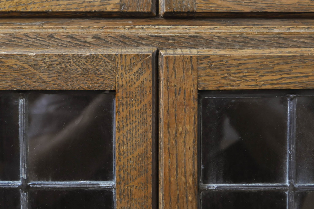 イギリスアンティーク　Minty Oxford(ミンティ オックスフォード)社製　オーク材　クラシカルな佇まいが魅力!!ステンドグラス入りのスタッキングブックケース(本棚、本箱、キャビネット、収納棚、戸棚)(R-063182)