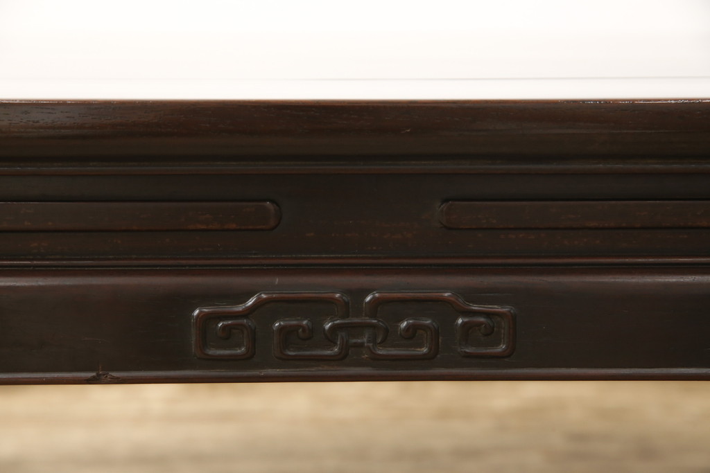 和製アンティーク　総紫檀材　個性的なデザインの雷文が目を引く座卓(総シタン材、ローテーブル、センターテーブル)(R-057643)