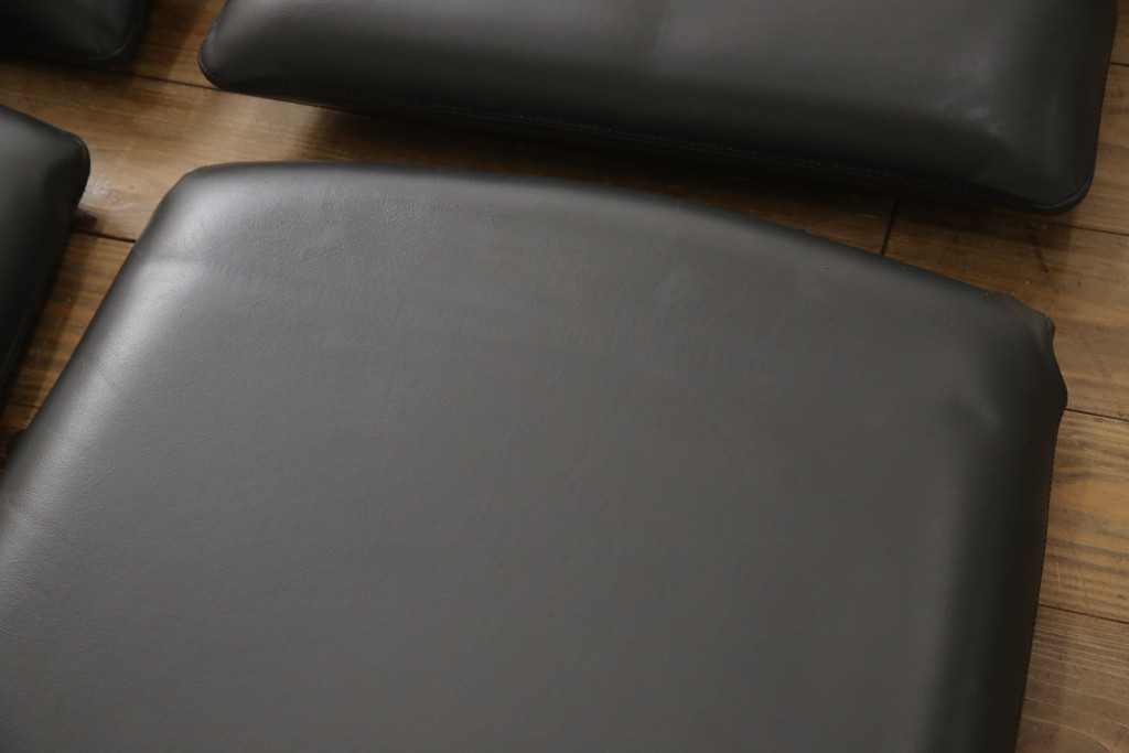 和製ビンテージ　日田工芸　チーク材　本革(レザー)　落ち着きのある色合いで大人の空間を演出するチェア2脚セット(アームチェア、イス、椅子、ダイニングチェア、ヴィンテージ)(R-058574)