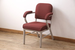 ヴィンテージ家具　アメリカ　渋い赤色が魅力!空間のアクセントになるアームチェア(ダイニングチェア、椅子、ビンテージ)(R-049494)