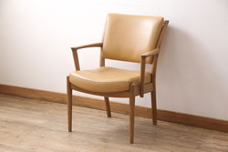 レトロ家具　和製アンティーク　ナラ材　深みのある木味のレトロな回転イス(チェア、椅子)