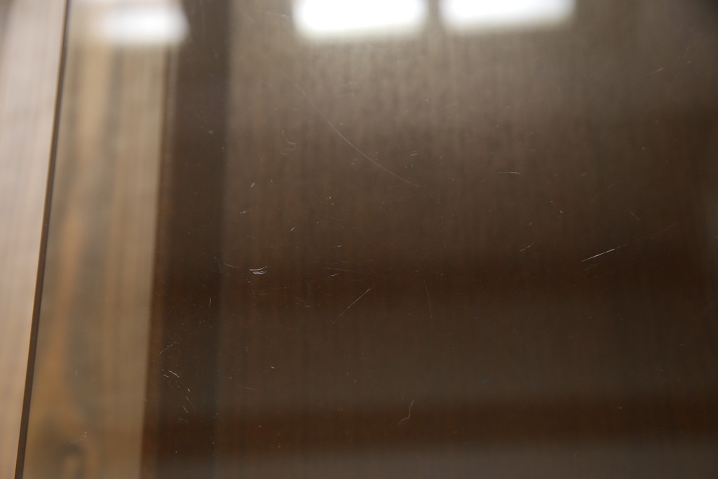 和製ビンテージ　日田工芸　チーク材　スモークがかったガラス天板がおしゃれなセンターテーブル(リビングテーブル、ローテーブル、ヴィンテージ)(R-065808)