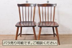 イギリスビンテージ　ERCOL(アーコール)　カントリースタイルにも合うクエーカーチェア4脚セット(椅子、板座チェア、ダイニングチェア、ヴィンテージ)(R-052275)