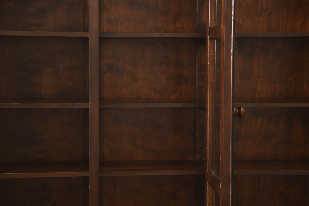 中古　美品　松本民芸家具　収納力たっぷりの高級感漂うD型食器棚(カップボード、飾り棚、収納棚、本箱)(R-049963)