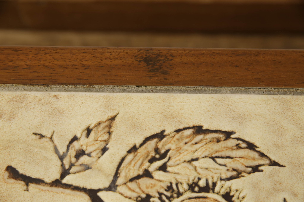 イギリスビンテージ　チーク材　タイルトップが素朴な印象のローテーブル(センターテーブル、コーヒーテーブル、サイドテーブル、ヴィンテージ)(R-063502)