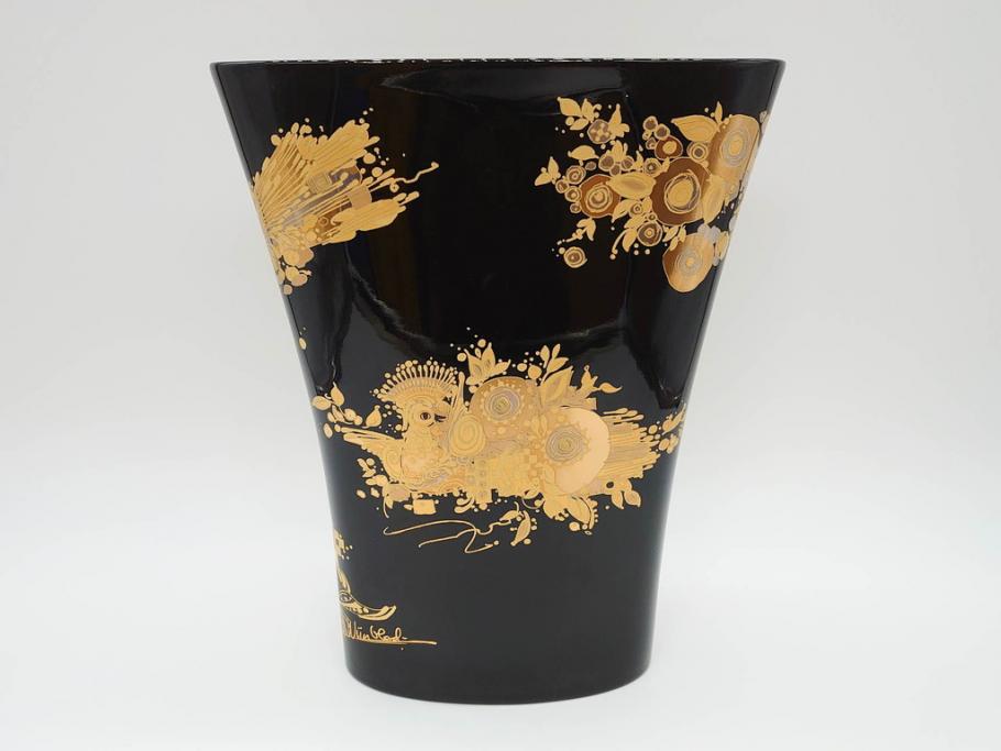 Rosenthal(ローゼンタール)　Bjorn Wiinblad(ビョルン・ヴィンブラッド)　ゴールドの煌びやかなデザインに魅了されるフラワーベース(花瓶、花入、花器)(R-072289)