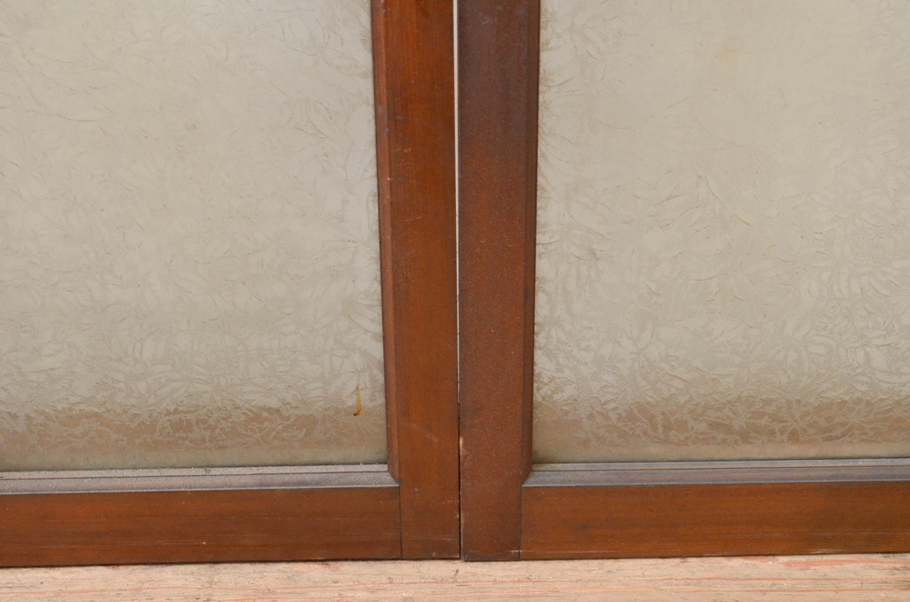 アンティーク建具　大正ロマン　どこか懐かしい雰囲気漂う幅狭ガラス窓4枚セット(引き戸、ガラス戸)(R-069672)