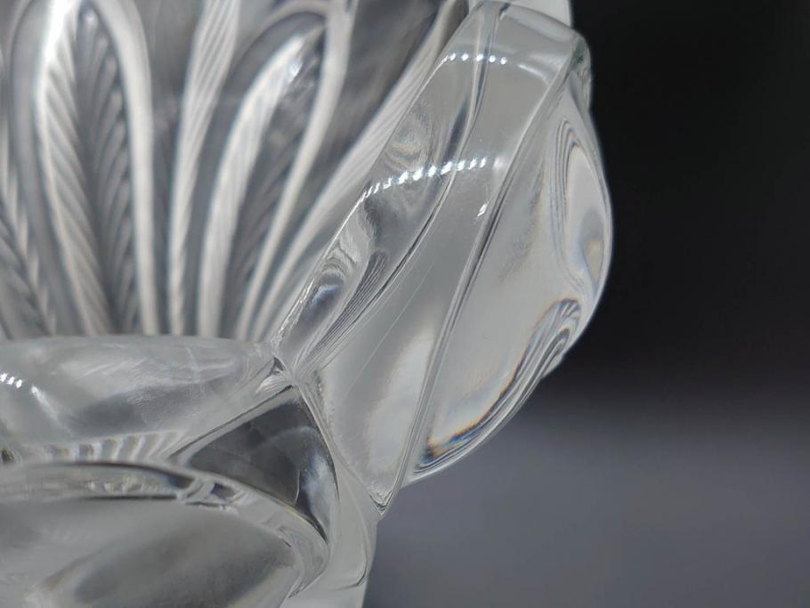フランス　LALIQUE(ラリック)　クリスタルガラス　花のようなデザインが美しいフラワーベース(花瓶、花入、花器)(R-072307)
