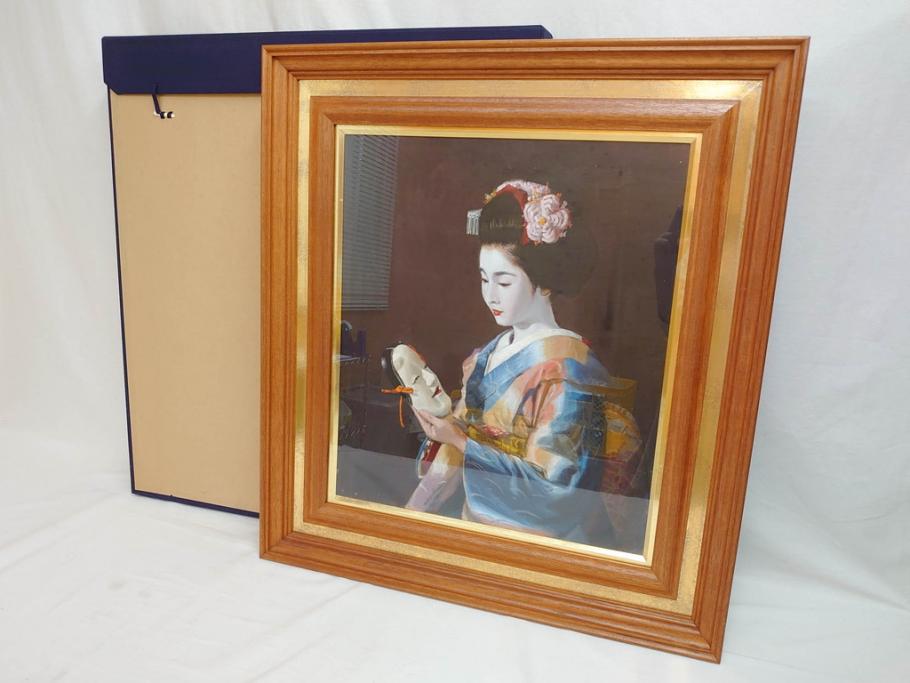 油彩画 女性の顔 正しい 木製フレーム