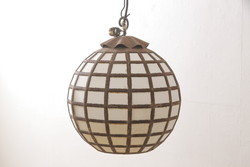 アンティーク照明　昭和初期　先のとがった電球がレトロな雰囲気を高める平笠シェードの吊り下げ照明(ペンダントライト、天井照明、電笠、シェード)(R-050699)