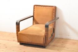 アンティーク家具　アンティーク　シンプルでおしゃれな木製フレームの3人掛けソファ