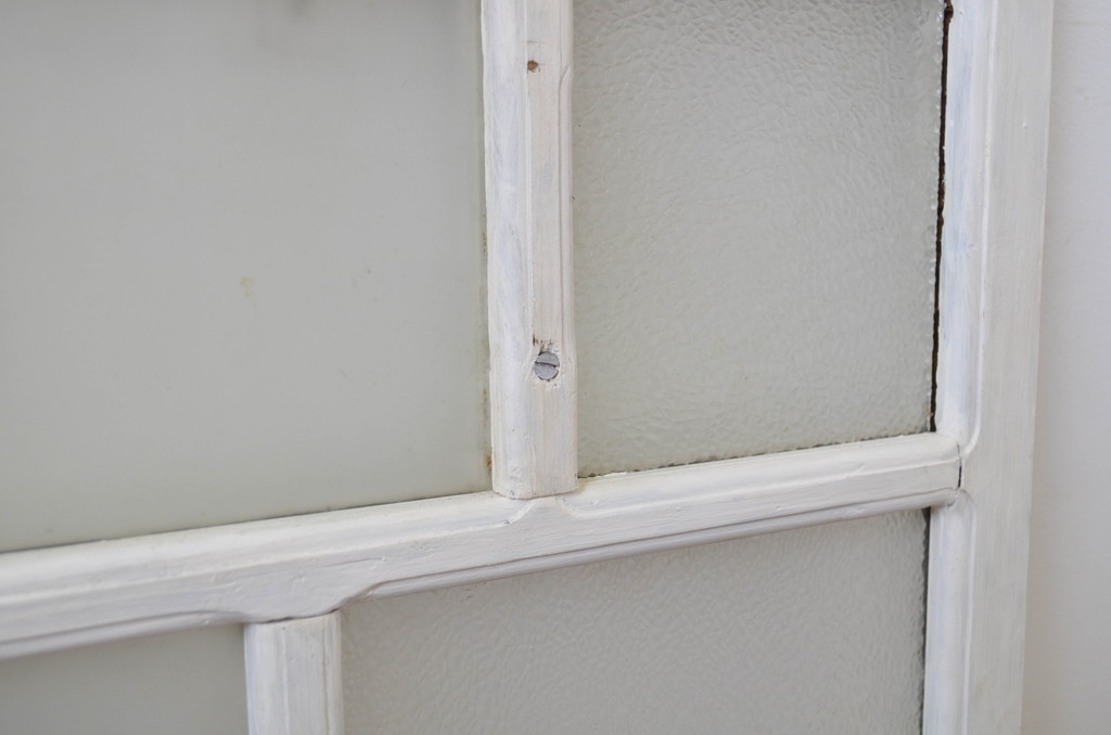 アンティーク建具　ペイント仕上げ限定　ホワイトカラーが爽やかなガラス窓2枚セット(ガラス戸、引き戸)(R-064269)