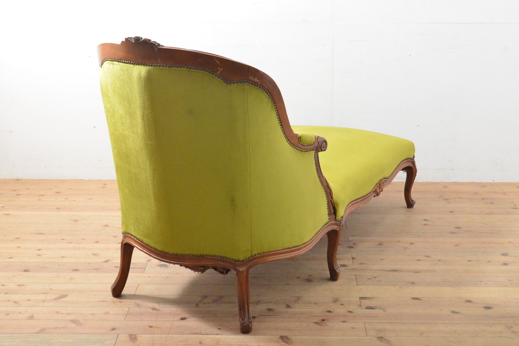 フランスアンティーク　マホガニー材　気品あふれる佇まいが美しいカウチソファ(シェーズロング、長椅子)(R-059446)