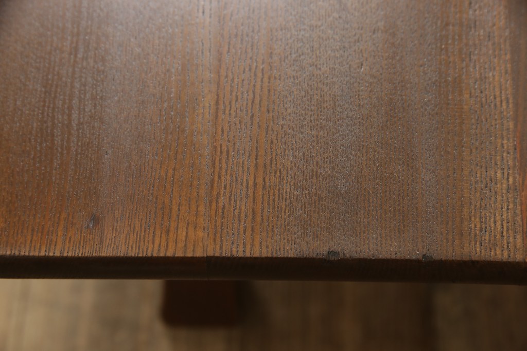 和製アンティーク　タモ材　丸みを帯びたデザインが愛らしい角ちゃぶ台(ローテーブル、座卓、折り畳み)(R-051427)