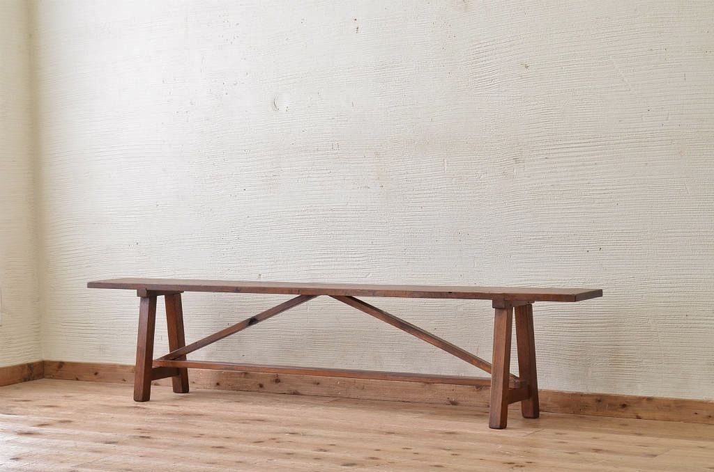 アンティーク家具 ☆古い木のアンティークベンチ(長椅子) | ラフジュ工房