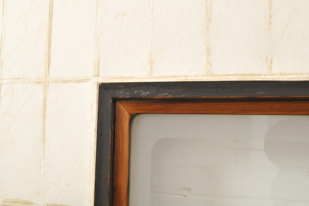 アンティーク建具　腰板欅(ケヤキ)材　木色のコントラストが凛とした雰囲気を醸し出す障子戸4枚セット(引き戸、建具)(R-059160)