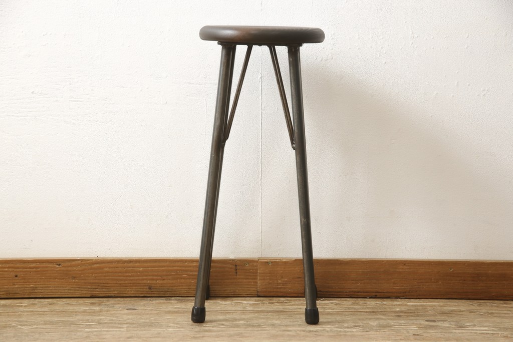 ラフジュ工房オリジナル　異素材の組み合わせがかっこいい雰囲気を醸し出すハイスツール(椅子、イス、板座チェア)(R-059696)