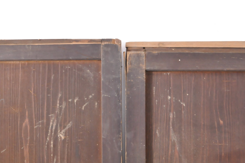 アンティーク建具　落ち着いた色合いの格子帯戸2枚(引き戸、板戸、建具)(R-054387)
