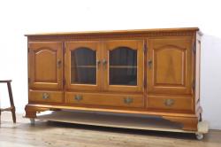 アンティーク家具　和製アンティーク　耳付き天板　古い欅材一枚板の鉄脚ベンチ(アイアンベンチ、長椅子、ローテーブル)
