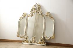 アンティーク雑貨　イギリスヴィンテージ　モダンデザインが個性的な壁掛け鏡(ミラー、ビンテージ)