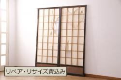 アンティーク建具　昭和中期　窓付きのレトロな木製ドア(扉)(R-044928)