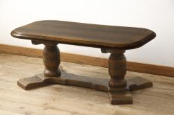昭和初期　ヒノキ材の落ち着いた木味が魅力のリメイク鉄脚テーブル(作業台、カフェテーブル)
