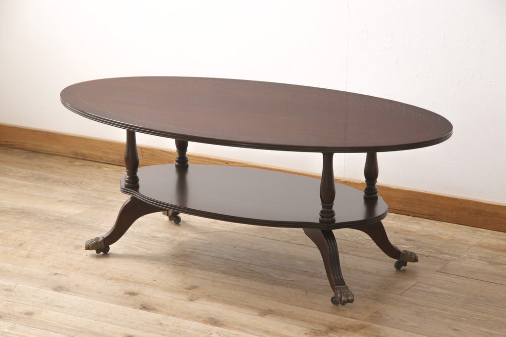 中古　美品　アメリカ　Baker(ベーカー社)　マホガニー材　品のある佇まいが目を引くセンターテーブル(ローテーブル)(R-054547)