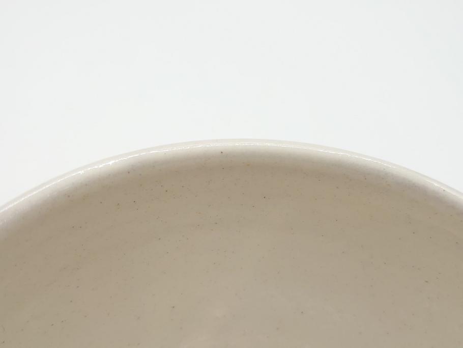 益子焼　赤絵　吉川心水(よしかわもとみ)　4.3寸　約13cm　萩文茶碗(共箱付き、和食器、和皿、とんぼ、作家物、四寸三分)(R-062529)