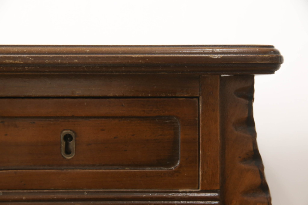 中古　美品　イタリア高級家具　メデア(Medea)　アールヌーボー　クラシカルな佇まいが魅力的なレザートップデスク(アールヌーヴォー、ワークデスク、机、テーブル、作業台、在宅用、在宅ワーク用)(R-065398)