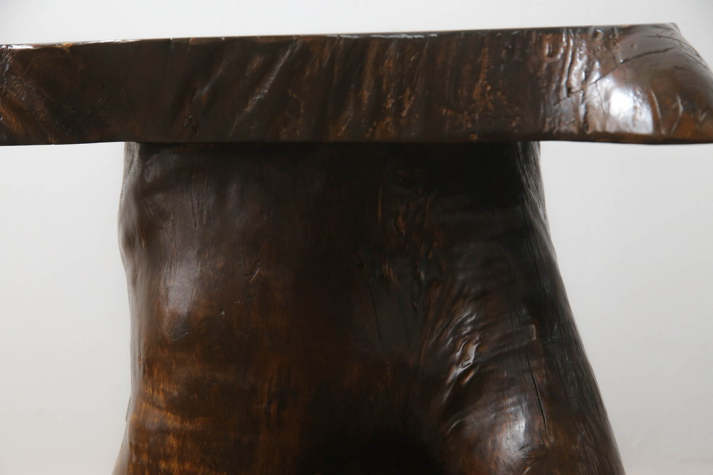 和製ビンテージ　民芸家具　総欅(ケヤキ)材　木そのものの味わいが魅力的なスツール(木製チェア、椅子、イス、花台、飾り台、ヴィンテージ)(R-059480)