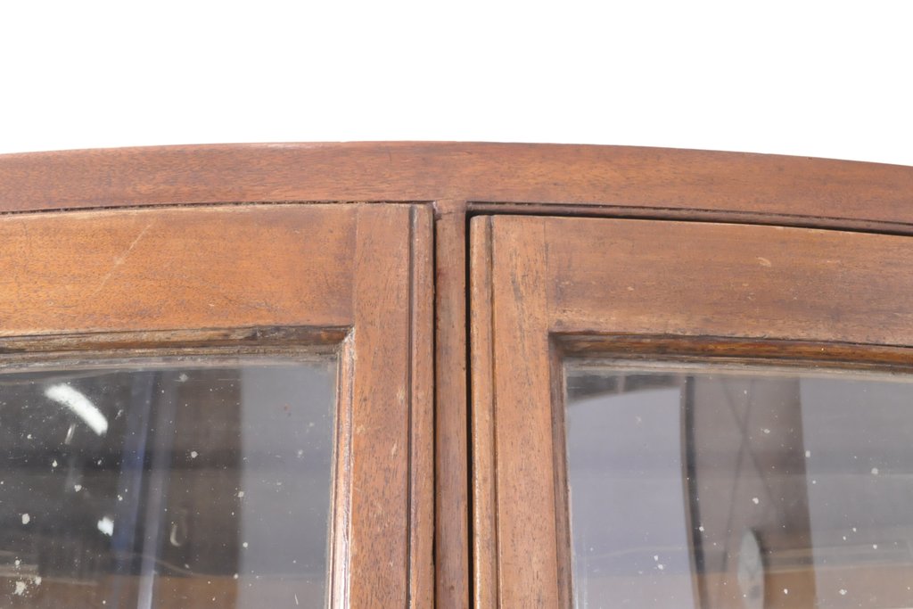 フランスアンティーク　最高級品　マホガニー材　高級感溢れるRガラスショーケース(ガラスケース、飾り棚、曲げガラス)(R-054226)