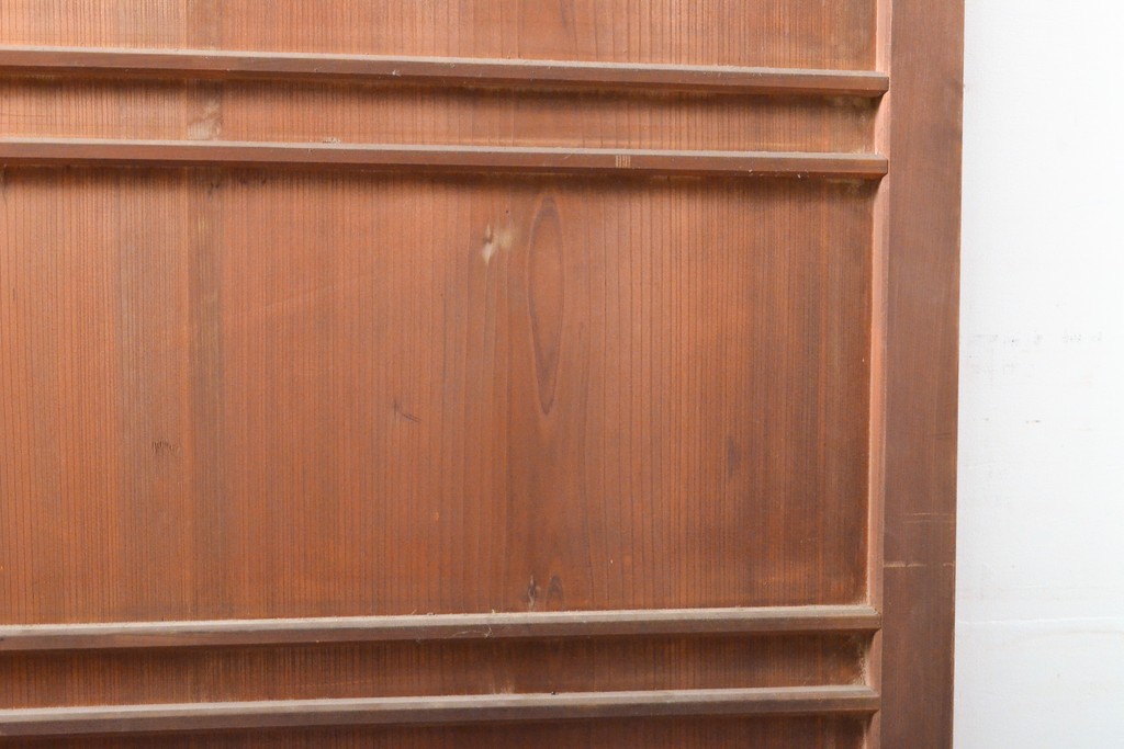 アンティーク建具　横桟付き　温かみを感じる杉材製扉(ドア、板戸、建具)(R-059230)