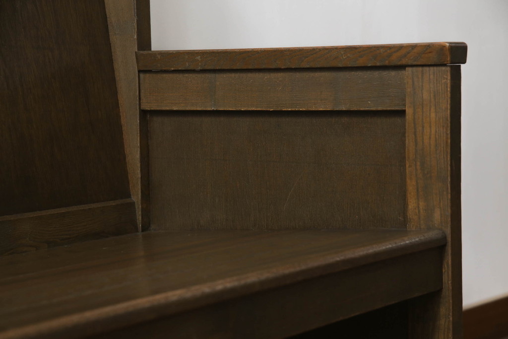 和製アンティーク　使い込まれた風合いが味わい深いチャーチベンチ(長椅子、木製ベンチ、ベンチ)(R-068607)