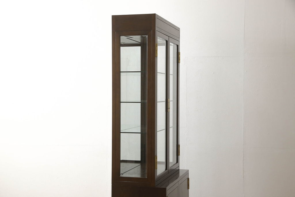 中古　カリモク家具(karimoku)　domani(ドマーニ)　Morganton(モーガントン)　ヒッコリーブラウンのガラスキャビネット(定価約50万円)(ガラスケース、飾り棚、陳列棚)(R-057452)