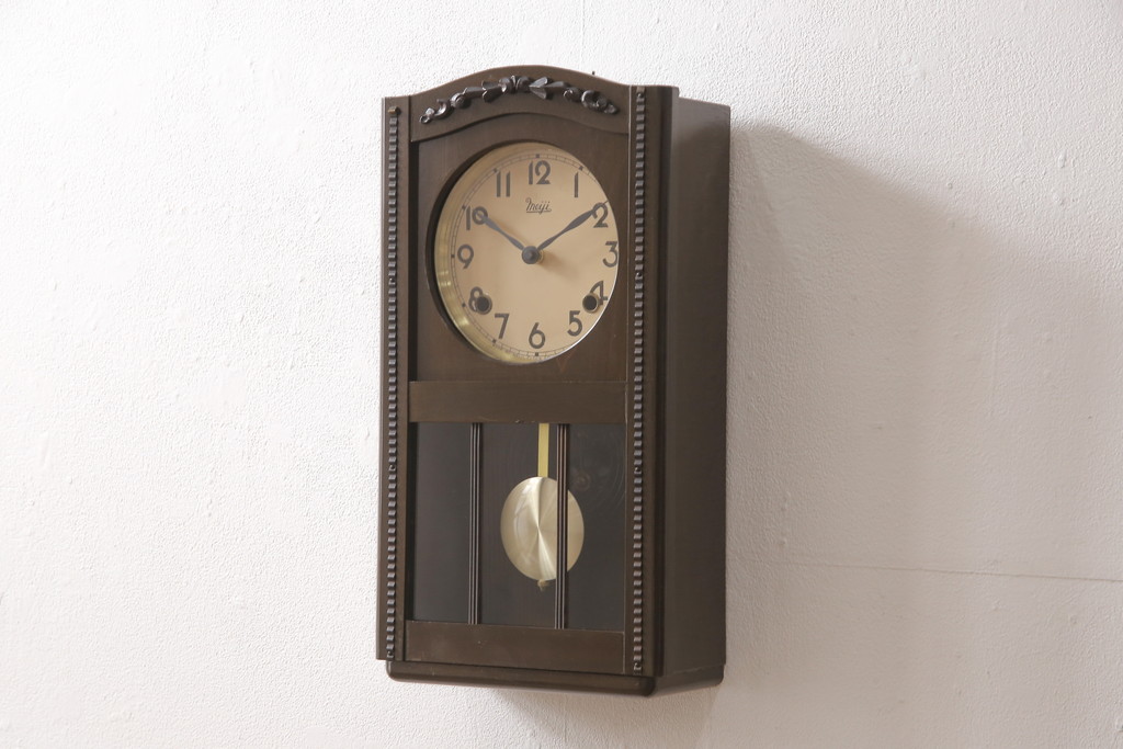 和製アンティーク レトロなデザインが魅力的な掛け時計(柱時計、古時計