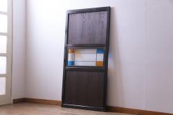 アンティーク建具　シンプルなデザインでお部屋に取り入れやすいガラス戸4枚セット(引き戸)(R-064303)