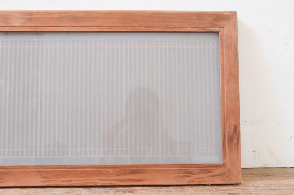 アンティーク建具　片面ガラス　繊細な格子が目を惹く筬欄間1枚(明かり取り、明り取り、オサランマ、おさらんま、格子欄間)(R-071129)
