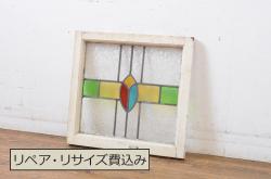 アンティーク雑貨　大正昭和期の古いアンティーク書院ガラス戸(引き戸、窓)4枚セット