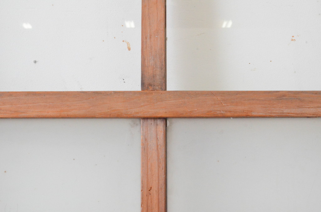 アンティーク建具　温かみのある木味が魅力のガラス戸2枚セット(引き戸)(R-064917)