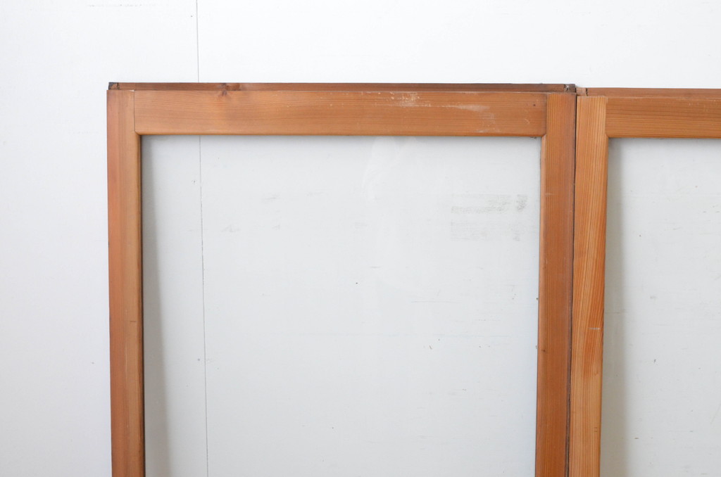 ビンテージ建具　シンプルでどんなお部屋にも合わせやすい大判ガラスの窓4枚セット(引き戸、ガラス戸、ヴィンテージ)(R-065018)