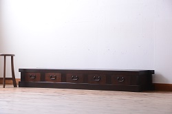 ラフジュ工房オリジナル　古建具リメイク　和の風情漂わせる障子戸ローボード(リビングボード、テレビ台、テレビボード、収納棚、戸棚)(R-066468)