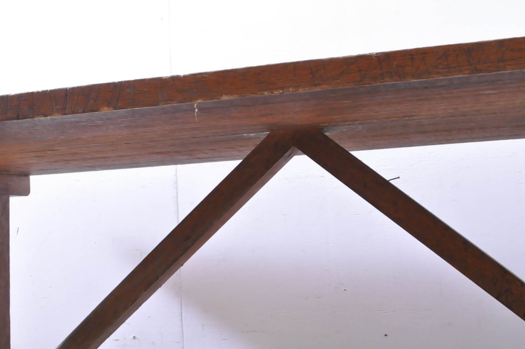 和製アンティーク　天板厚32ミリ!　古い木味に魅了される重厚な作業台(ダイニングテーブル、食卓、4人掛け、6人掛け)(R-064837)
