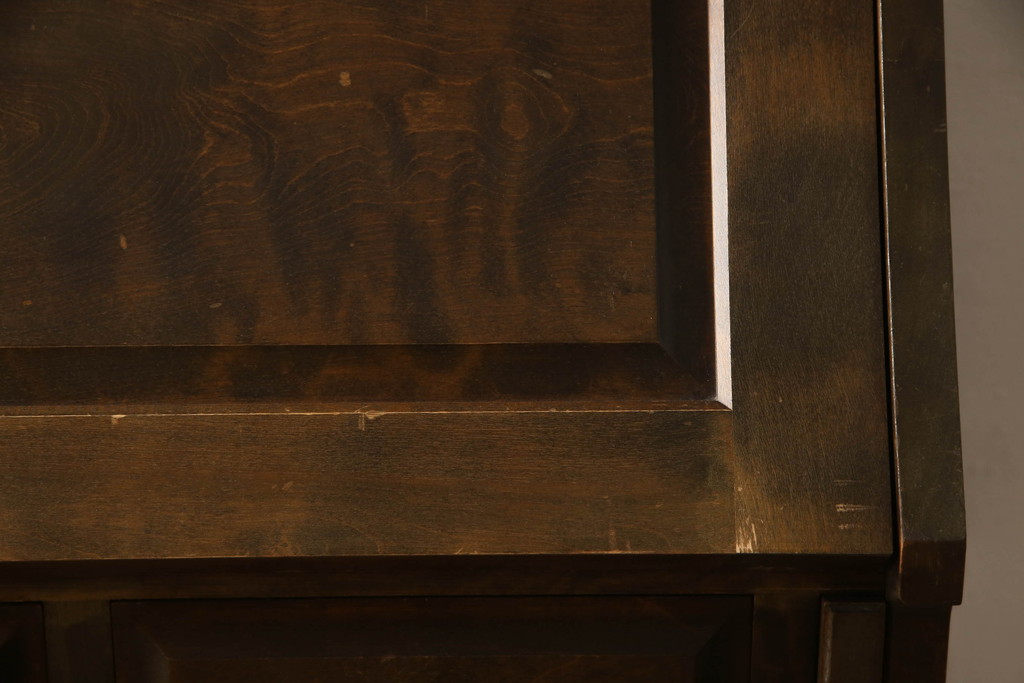 中古　北海道民芸家具　上質な作りが魅力のライティングビューロー(簿記机、在宅用、在宅ワーク用、ワークデスク、引き出し、サイドチェスト)(定価約34万円)(R-065675)