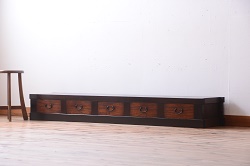 アンティーク家具　明治大正期　三国産　極上　黒々とした金具の装飾が立派な総桐帳場箪笥(総桐箪笥、小箪笥、引き出し、サイドチェスト、桐たんす)(R-051548)