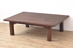 和製アンティーク　古い洋館で使われていた大正ロマンの雰囲気漂うカバ材のサイドテーブル(花台、飾り台、エンドテーブル、ナイトテーブル)(R-068635)