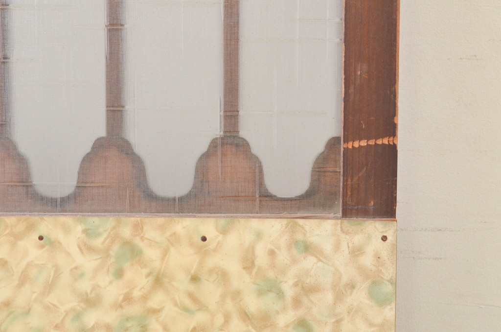 アンティーク建具　杉材　昭和レトロな雰囲気漂う飾り付き引き戸1枚(板戸、ガラス戸、格子戸)(R-071239)